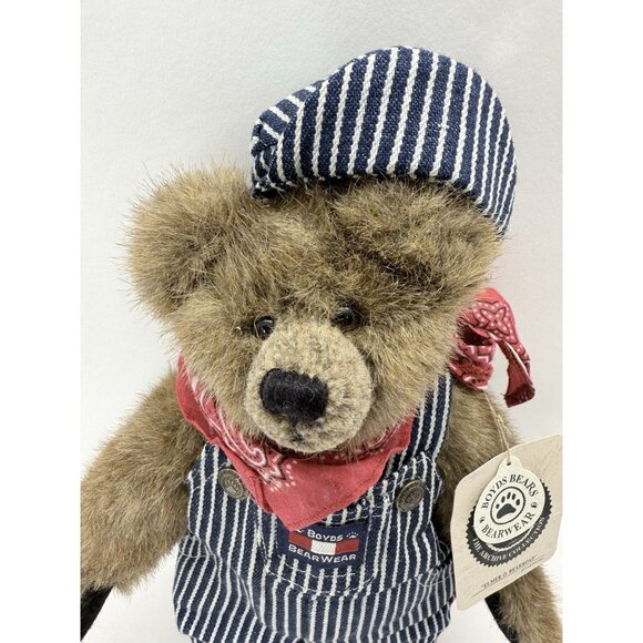 Boyds Bears Elmer O. Bearroad #91193 Engineer Overalls Railroad 12” Plush - Picture 2 of 9